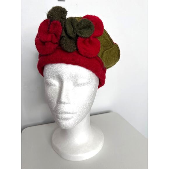 Vintage 1990s Italian Felt Rose Statement Hat Platania Wool Blend main image 12